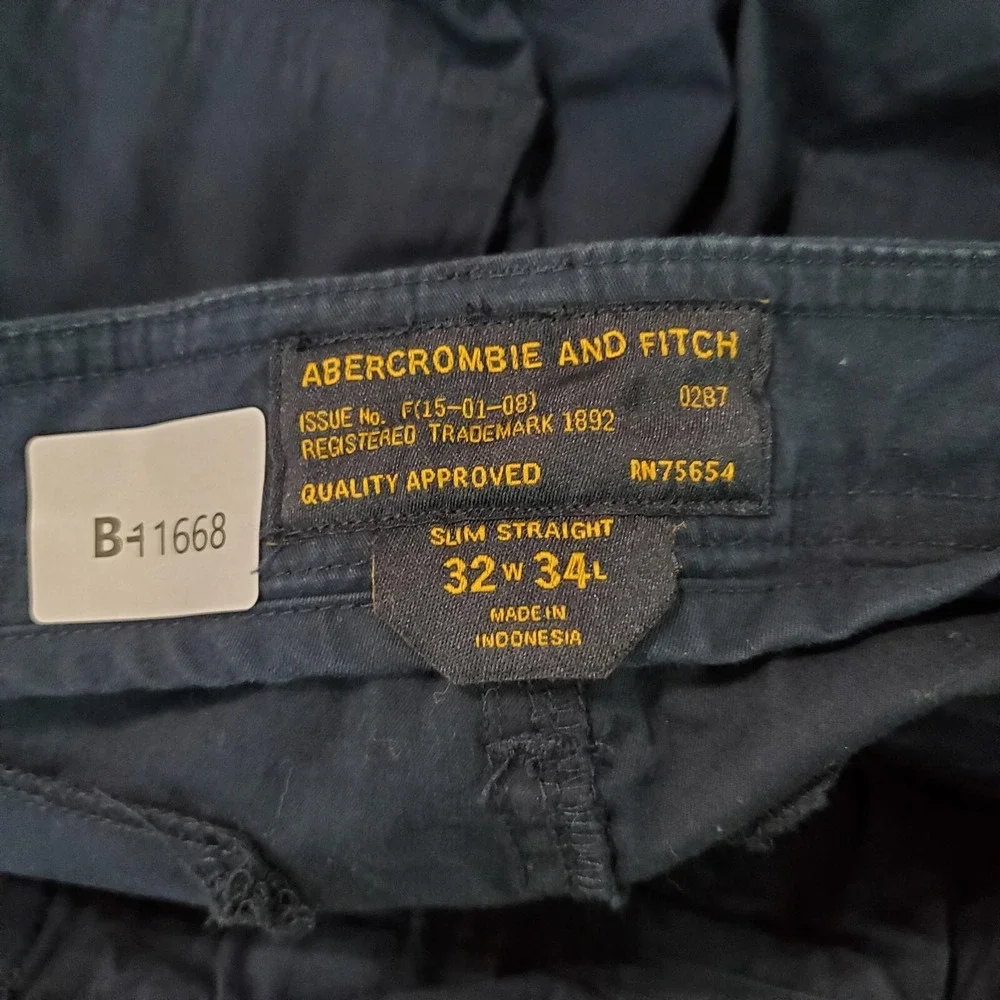 VINTAGE Abercrombie‎ & Fitch Men Pants 32x34 Blue Cargo Tactical Belted 90s